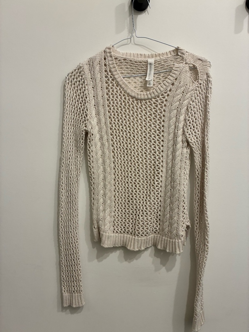 Aeropostale Cream Open-Knit Scoop Neck Sweater